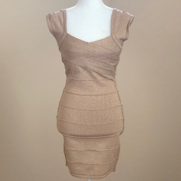 Nude/Gold Cocktail Dress - Picture 2 of 4